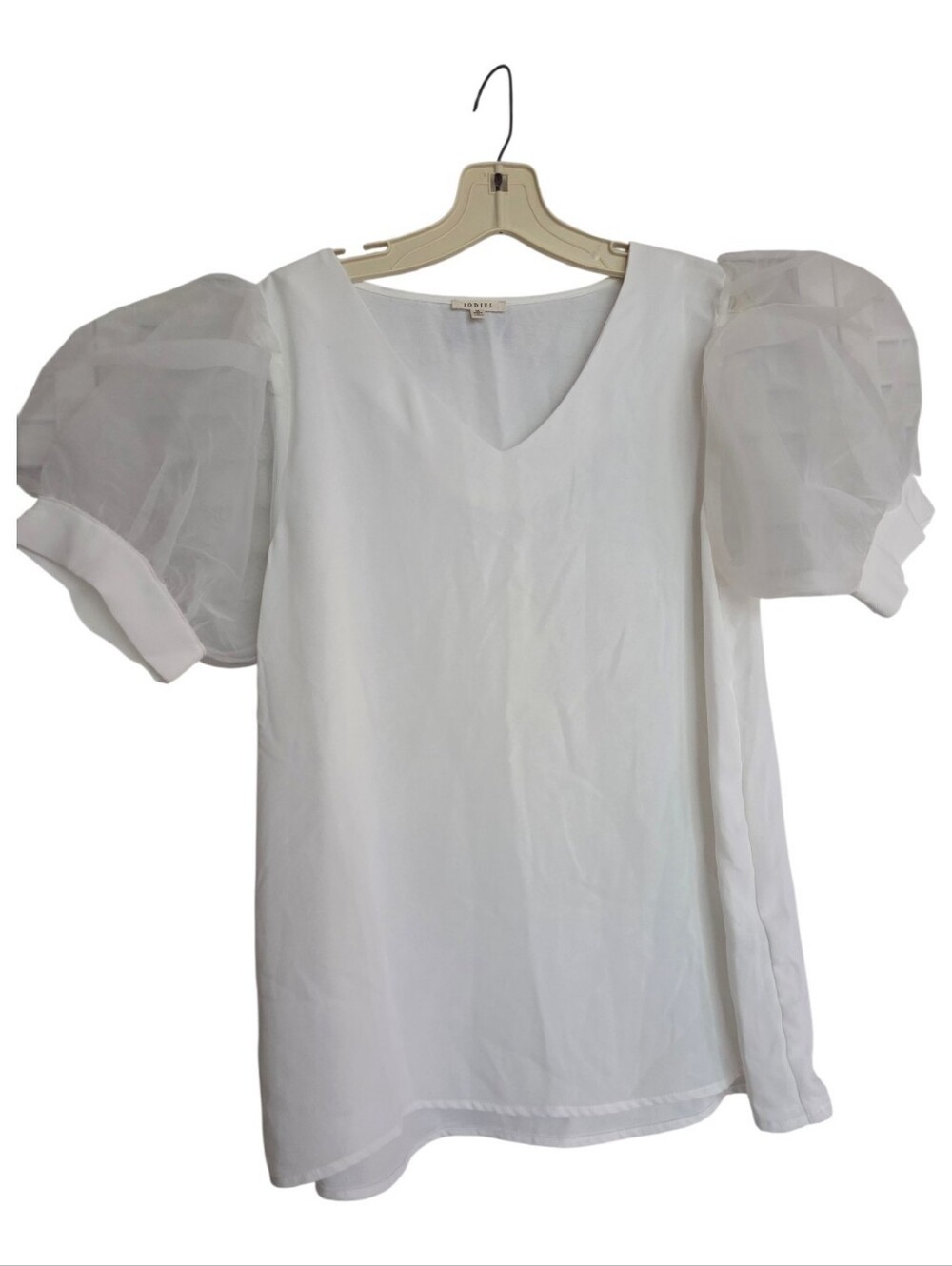 Jodifl White Sheer Mesh Puff Sleeve Twee Top Cottagecore Coquette Size Medium